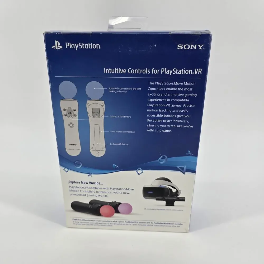 Sony Playstation Move Controllers - PS4/PS VR - Black - 2 Pack -‎ NIB Sealed